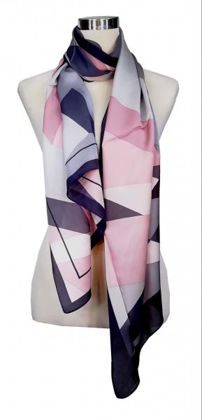 Scarf 100% Silk Georgette Rose Pink Grey Black White